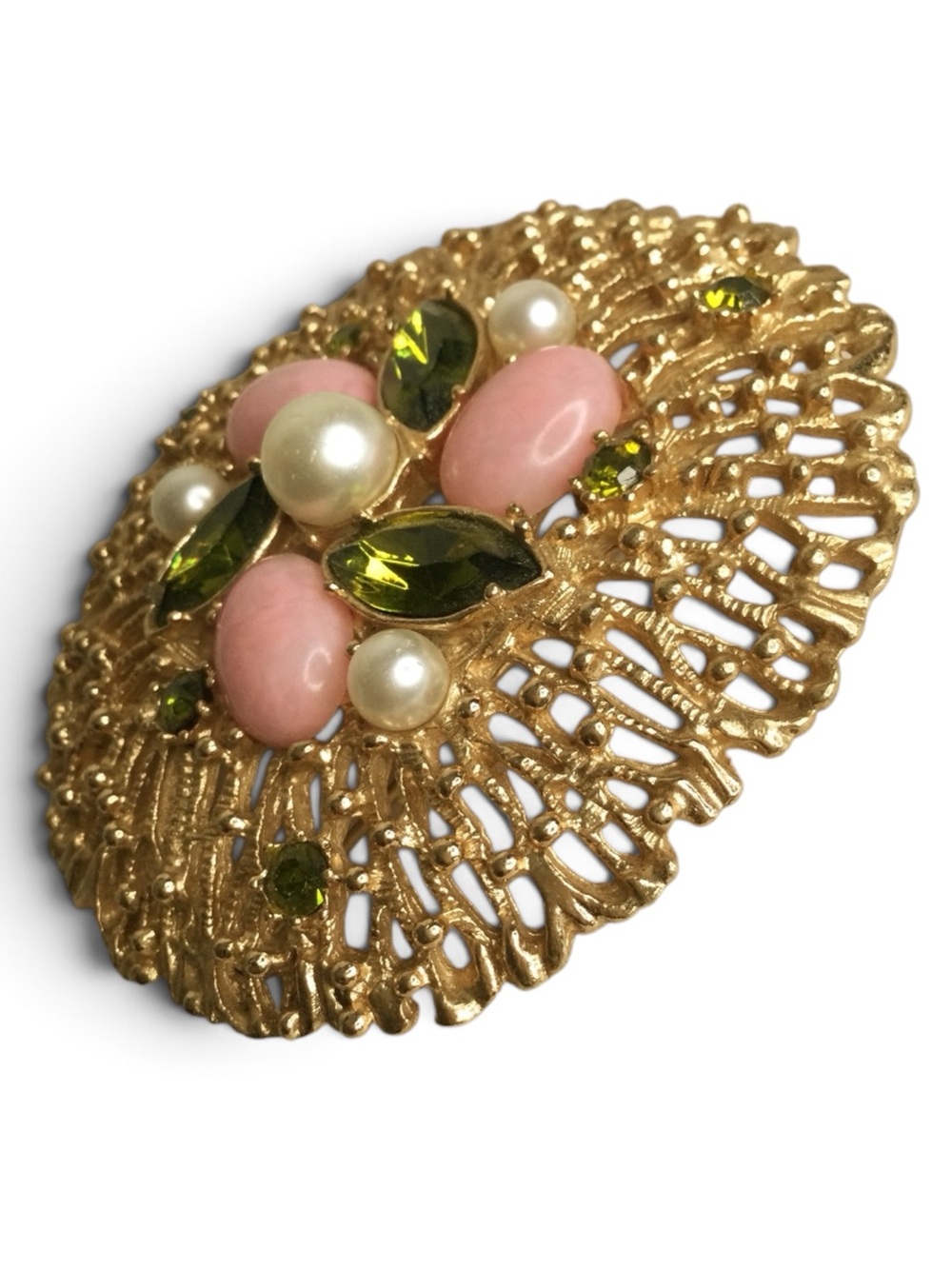 Vintage Sarah Coventry 'Fashion Splendor' Gold‑Tone Floral Statement Brooch - Picture 6 of 12